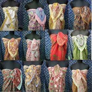 Sarong léger en coton imprimé à la main, respirant et doux, parfait pour les vacances tropicales, style bohème et usage quotidien - Product Image 3