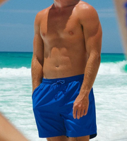 Shorts de bain pour hommes en tissu recyclé, résistants à l'eau, avec taille élastique et cordon de serrage, poches latérales, couleur unie/imprimé, séchage rapide