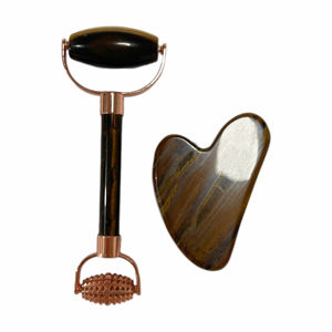 Herramientas de belleza Jade Roller Gua Sha Natural Tiger Eye Message Stone Jade Roller y Gua Sha Set - Product Image 2