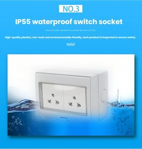 IP55 आउटडोर हमसे/th डुप्लेक्स दीवार आउटलेट वाटरप्रूफ और डस्टप्रूफ बॉक्स विद्युत आउटलेट 2 गैंग स्विच्ड सॉकेट कवर - Product Image 6