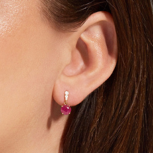 Hạnh Phúc vẻ đẹp không thấm nước không gây dị ứng tùy chỉnh 925 Sterling bạc 18K mạ vàng thiết kế độc đáo của RUBY và kim cương thả bông tai - Product Image 3