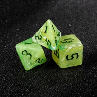 OEM ODM Personnalisé – Ensemble de 7 dés polyédriques en acrylique marbré vert citron tourbillonnant pour jeux de rôle (RPG) sur table, DND, Pathfinder, jeux de société et soirées