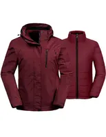 Wantdo महिलाओं के सर्दियों Puffer जैकेट स्नोबोर्डिंग के साथ कोट Windbreaker रेनकोट शराब लाल आकार एल के साथ पिन अप Hooded जैकेट