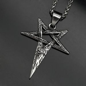 Gothique Viking <span class=keywords><strong>Diable</strong></span> Oeil <span class=keywords><strong>Pentagramme</strong></span> Charme Collier Mode Hommes En Acier Inoxydable Pendentif Juvénile Cadeau Biker Bijoux Accessoires - Product Image 2