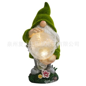 Lámpara Solar de Resina con Forma de Gnomo de Jardín, con Bola de Cristal, LED, Decoración para Exteriores, Resistente al Agua - Product Image 1