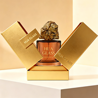 Flacon de parfum vide en verre à base épaisse, style minimaliste premium, 30ml 50ml 100ml, avec capuchon style pierre naturelle, boîte personnalisée OEM