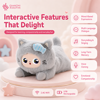 Peluche chat gris AI, grande taille, décoration os de poisson, 3 modèles, ChatGPT, 50+ langues, mémoire longue durée, puce TUYA T5, rembourrage en coton PP