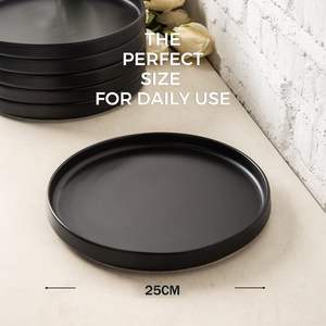 Juego de Platos de Cerámica para Restaurante, Estilo Nórdico Europeo, Moderno, Negro Mate, para Ensaladas, Guarniciones y Platos Principales, Venta al por Mayor - Product Image 6