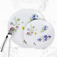 En stock, assiette de restaurant moderne et écologique, assiette à dîner personnalisée en porcelaine blanche, embossée, pour mariage