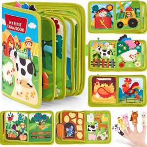 Venta al por mayor: Libro sensorial de fieltro con diseño Montessori de vaca lechera y pradera para educación temprana de niños pequeños, libro de actividades de fieltro. - Product Image 2
