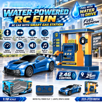 Voiture télécommandée 2,4 GHz avec station de ravitaillement, voitures de course RC à essence avec effet de fumée, son et lumières LED pour enfants