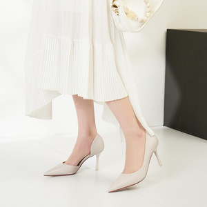 D'Orsay Heels Pointed Toe Stiletto Heel High Heel Women's Pumps Comfortable Leather Lining <b>Rubber</b> Outsole Solid Color Slingback - Product Image 5