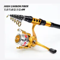 Rod Wholesale Portable 1.5m 1.8M 2.1M 2.4M Telescopic Fishing Rod Combo And Reel Lures Tackle Full Complete Kit Pescaria