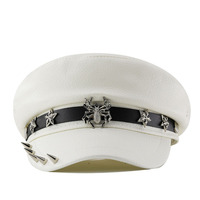 Mode Femmes Chauffeur Chapeau Béret Fiddler Cap Imprimé Léopard Rivet Quatre Saisons Pu Cuir Boucle Chapeau Vintage Chapeau