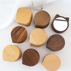 <span class=keywords><strong>Miroir</strong></span> de poche magnétique pratique en bois de noyer noir en forme de goutte d'eau, haute définition - Product Image 2