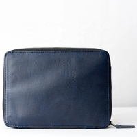 Sac de rangement pour accessoires électroniques, pochette, trousse de toilette, logo personnalisé en relief, organisateur de gadgets technologiques en cuir véritable pour iPad
