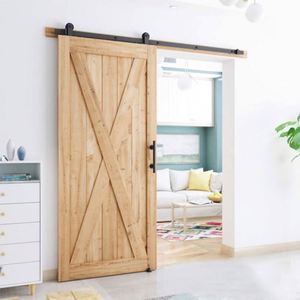 Heavy Duty Brass 6.6ft T Shape Sliding Barn Door Hardware Kit Soundproof 120kg Load Capacity Satin Finish for Bedroom Living - Product Image 3