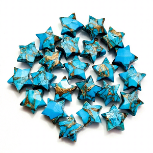Piedra Preciosa Tallada a Mano de Cobre Turquesa AAA, Corte Estrella Facetado de 8mm, Briolette, Piedra Suelta para Fabricación de Joyas, Venta al por Mayor a Granel - Product Image 1