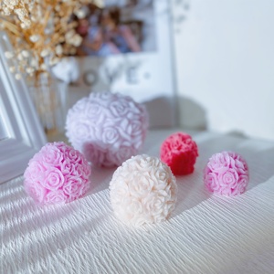 B-5228 3D सिलिकॉन मोल्ड हस्तनिर्मित गुलाब का फूल गेंद मोमबत्ती मोल्ड शादी की रस्म के लिए केक आभूषण Aromatherapy मोम ढालना शिल्प - Product Image 5