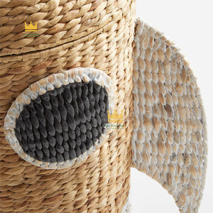 Cesta de almacenamiento de ratán ecológica para habitación infantil, organizador de juguetes para niños, color natural con ribete blanco - Product Image 3