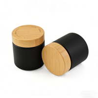 Pot de rangement en bambou 2oz 4oz, pot en verre transparent noir mat 120ml 60ml avec couvercle en bambou