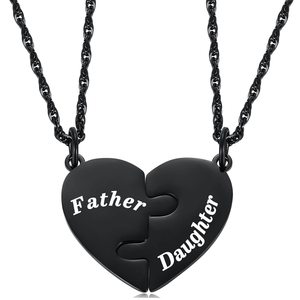Collana con Ciondolo a Cuore per Madre e Figlio in Acciaio Inossidabile Nero, Set da 2 Pezzi, Collana con Ciondolo Puzzle per Padre e Figlia - Product Image 4