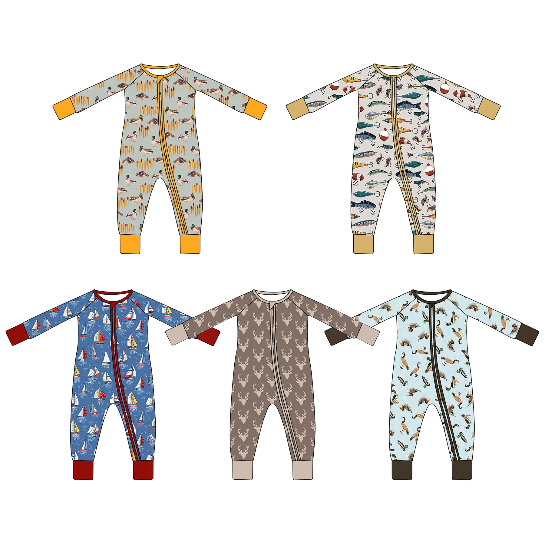 Combinaison douce en bambou et viscose pour bébé Pyjamas Pyjamas pour nouveau-nés Vêtements pour bébés garçons et filles Barboteuses personnalisées imprimées pour bébés