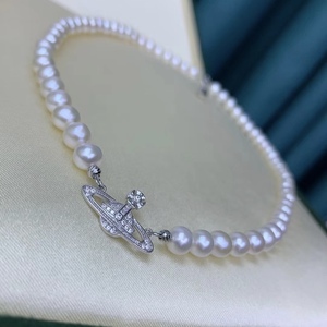 Collier Empress Dowager de la série Saturne, style tendance avec des perles de 8 à 9 mm, légèrement proches de l'parfait - Product Image 2