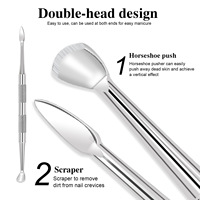 Pousse-cuticules double face en acier inoxydable de haute qualité avec surface inclinée pour l'élimination des cuticules et les soins des ongles - Durable et écologique