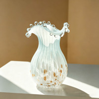 Moderne Minimalistische Wasserwellen-Glasvase, Transparente Handgeblasene Blumenvase für Wohnzimmer-Dekoration & Heimdekoration
