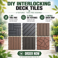 Dalles de terrasse en PVC contemporaines et modernes, à emboîtement, antidérapantes, imperméables, écologiques, pour balcon, jardin, terrasse extérieure