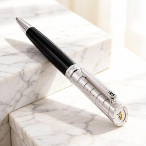 Stylo métallique de luxe haut de gamme JR4046SBK avec logo 3D sur le dessus, stylo à bille personnalisé de haute qualité avec logo JR, cadeau de marque. - Product Image 1