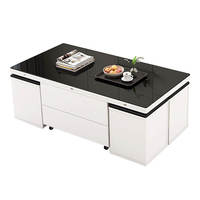 Table à café et à dîner moderne à hauteur réglable |   Tiroir de rangement à compartiment caché, meuble multifonctionnel pour la maison