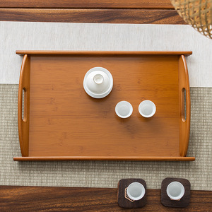 Chinese-style <b>tea</b> <b>tray</b> with double handles, multi-purpose storage plate for home, hotel, teahouse, and guesthouse use. - Product Image 4