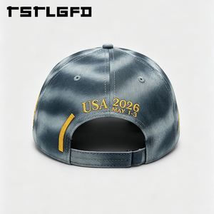 Casquette de baseball en jean à 6 panneaux avec logo personnalisé et image vintage, patch tissé brodé, style course, structurée et respirante, vente en gros - Product Image 3