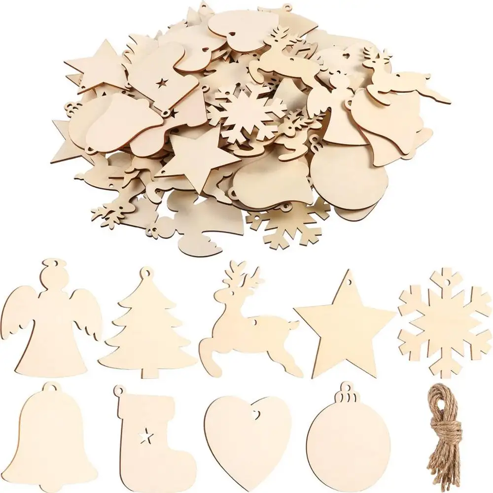 16 gaya ornamen kayu natal untuk DIY kayu kerajinan dekorasi Natal