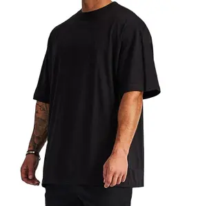 Kaus Katun Kosong Pria, Kaos Kustom Ukuran Besar Logo Desain Bahu Jatuh Longgar