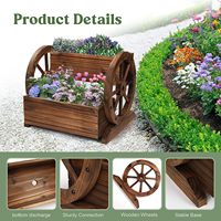 Boîte de jardinière en bois Wagon, jardinière de jardin avec roues, jardinière décorative pour fleurs herbes légumes