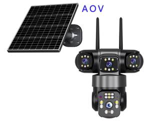 كاميرا فيديو ذكية رباعية العدسات مع خاصية تتبع الحركة البشرية بالذكاء الاصطناعي، تعمل بالطاقة الشمسية والبطارية، كاميرا لاسلكية خارجية بتقنية الجيل الرابع مع خاصية التحريك والإمالة والتكبير - Product Image 1