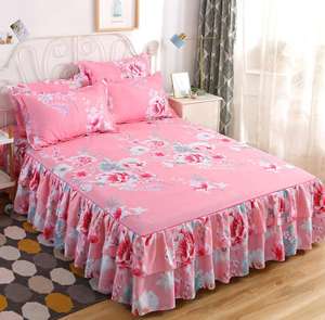 Grosir murah Set seprai King-Size kustom rok Bed 3 buah gaya cetak Modern langsung dari produsen China - Product Image 5