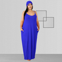 Vêtements d'été pour femmes Nouveautés Couleur unie Sling Loose Long Plus Size Robes pour femmes