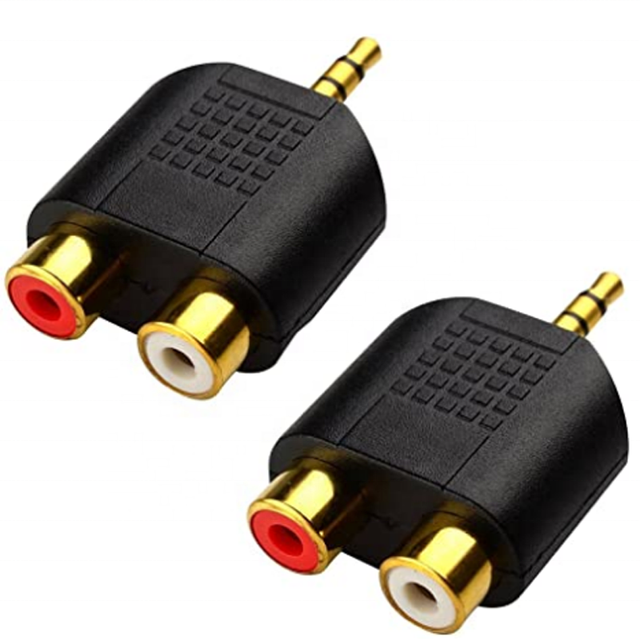 Nickel Plated Alloy 3.5mm Stereo to Dual RCA Male/Female Adapter Audio Splitter with Brass Contacts