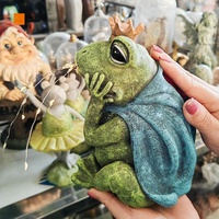 Figur Hewan Kodok LED Tenaga Surya untuk Taman Luar Ruangan dari Polyresin ALEO, Dilukis Tangan, Tahan Lama, Harga Pabrik, Kerajinan Kurcaci Hijau yang Dapat Disesuaikan