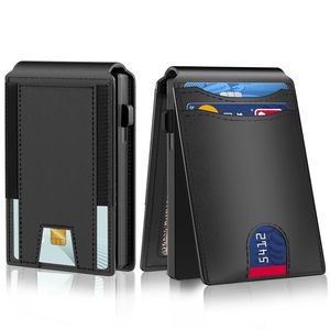 Men's Carbon Fiber <b>Wallet</b> With <b>RFID</b> <b>Blocking</b> Magnetic Card Holder Flip Top Genuine Leather Everyday Use - Product Image 5