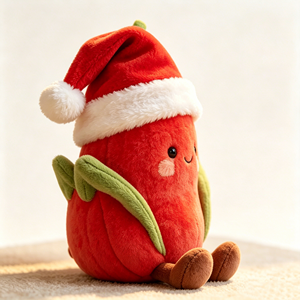 Customize Christmas tomato plush, Santa <b>hat</b> tomato stuffed <b>animal</b>, Cute tomato plushie, Holiday food plush toy Christmas - Product Image 3