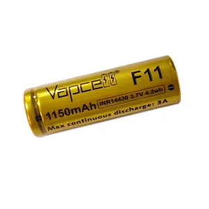 Vapcell F11热卖可充电锂离子电池14430 3.7V 1150毫安时手电筒