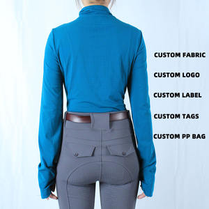 Chemise d'équitation pour femme à col montant, manches longues, maille respirante, extensible dans quatre directions, sous-couche - Product Image 2