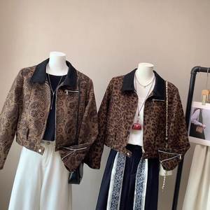 2025 <strong>Petite</strong> Womens Fall Winter Leopard Print <strong>Jacket</strong> Cropped <strong>Biker</strong> Style Edgy Faux Leather Motorcycle Short Coat - Product Image 4