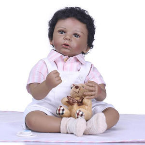 NPK 55 cm Adorable Poupée Reborn Réaliste Garçon Métis Corps en Silicone Vinyle Bébé Afro-Américain - Product Image 3