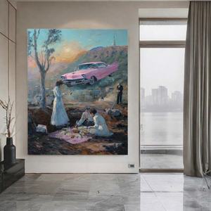 Venta al por Mayor de Arte Mural Realista, Lienzo Pintado a Mano, Escena Rosa, Pintura al Óleo con Textura 3D, Pintura Mural Grande, Arte Decorativo - Product Image 2